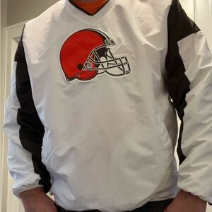Cleveland Browns Windbreaker Pullover White Embroidered Official XL